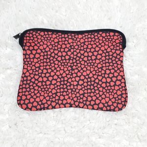J. Crew Factory Heart Print Neoprene Zip Pouch